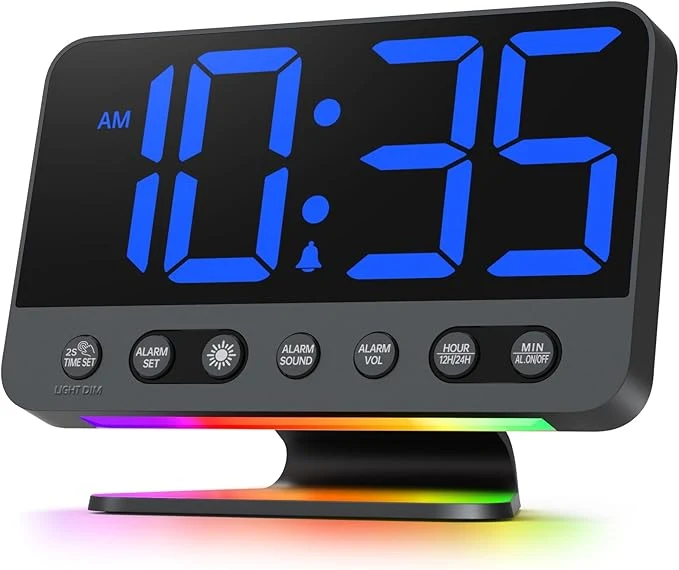 Trendy Odokee Digital Alarm Clocks for Bedrooms Large Bold Number 5 Brightness Dimmer Luxury