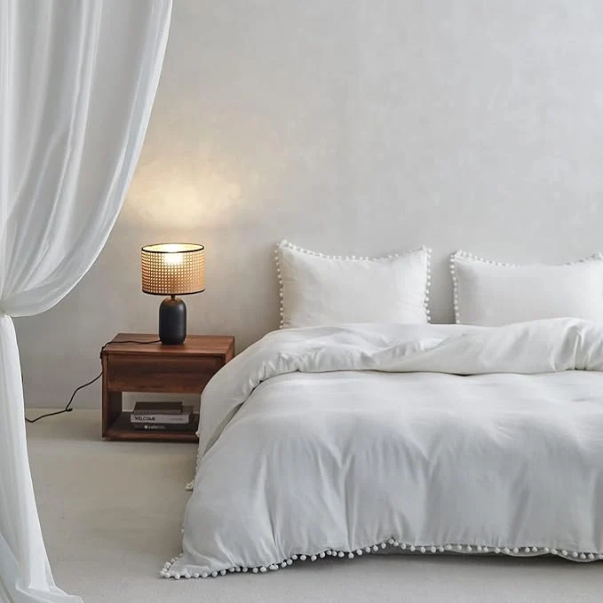 Luxury Simple Opulence French Linen Blended Duvet Cover King Flax Viscose Derived Elegant