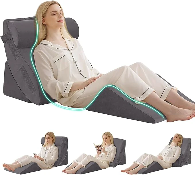 Premium 4PCS Wedge Pillow Set for After Surgery Orthopedic Bed Wedge Pillow for Back Professional