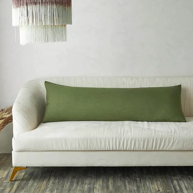 Environmentally Friendly Simple Opulence Body Pillow Cover 20 x 54 Pure Linen Ultra Soft and Powerful