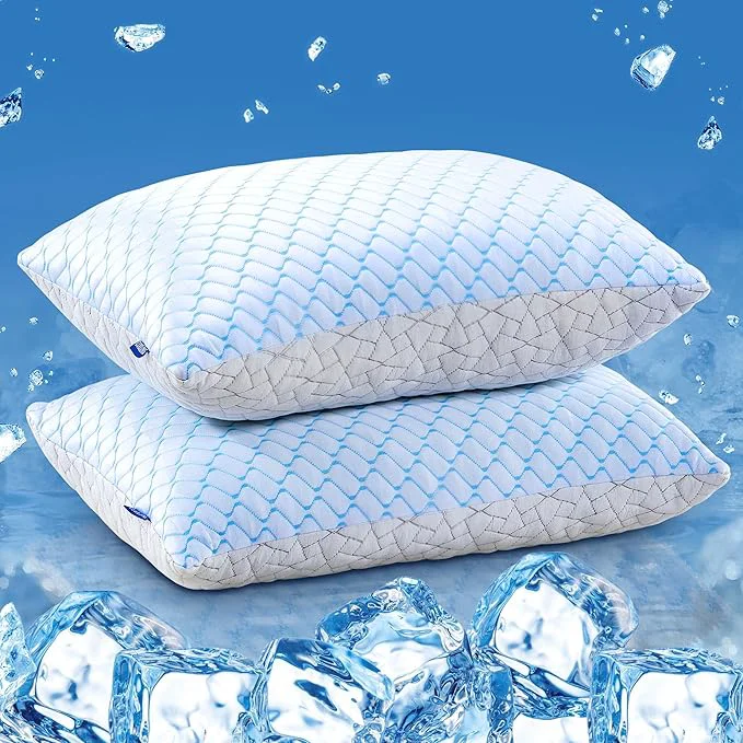 Relaxed puredown® Pillows Queen Size Set of 2 Shredded Memory Foam Pillows Cooling Superior