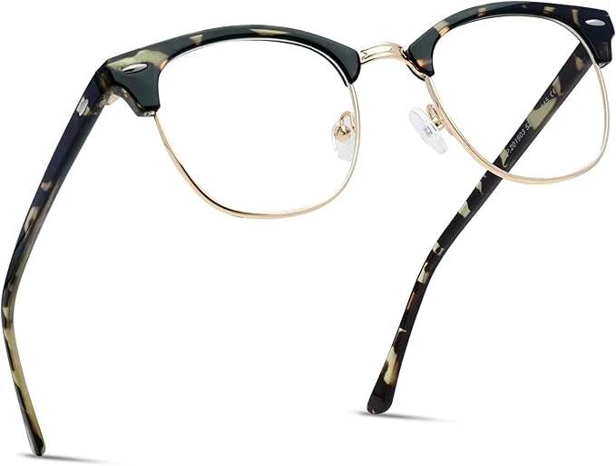Optimized Blue Light Blocking Glasses Vintage Half Frame UV Clear Lens Anti Eyestrain Clean