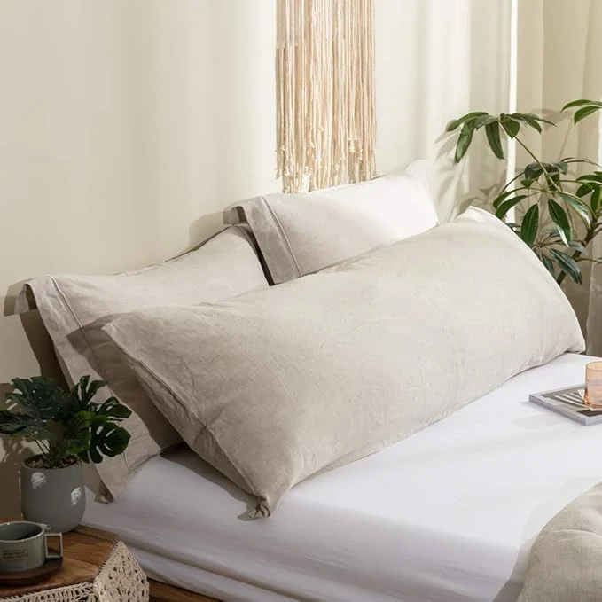 Environmentally Friendly Simple Opulence Body Pillow Cover 20 x 54 Pure Linen Ultra Soft and High-Performance