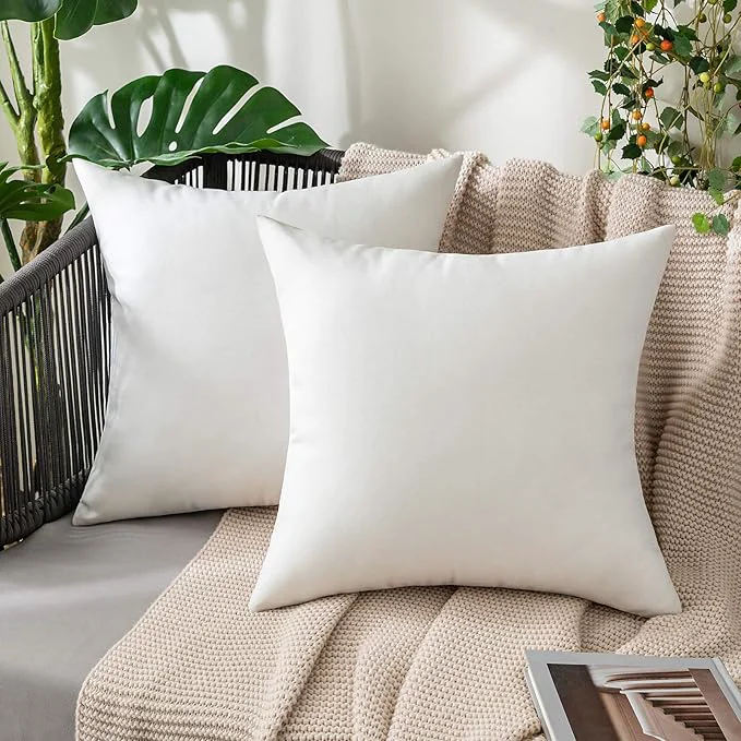 Trendy MIULEE Pack of 2 Decorative Outdoor Solid Waterproof Throw Pillow Covers Euro Authentic