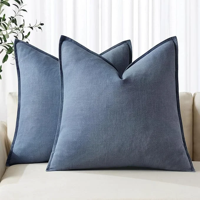 Responsible MIULEE Decorative Linen Euro Sham Pillow Covers 26×26 Inch Blue Ashes Boho Exceptional
