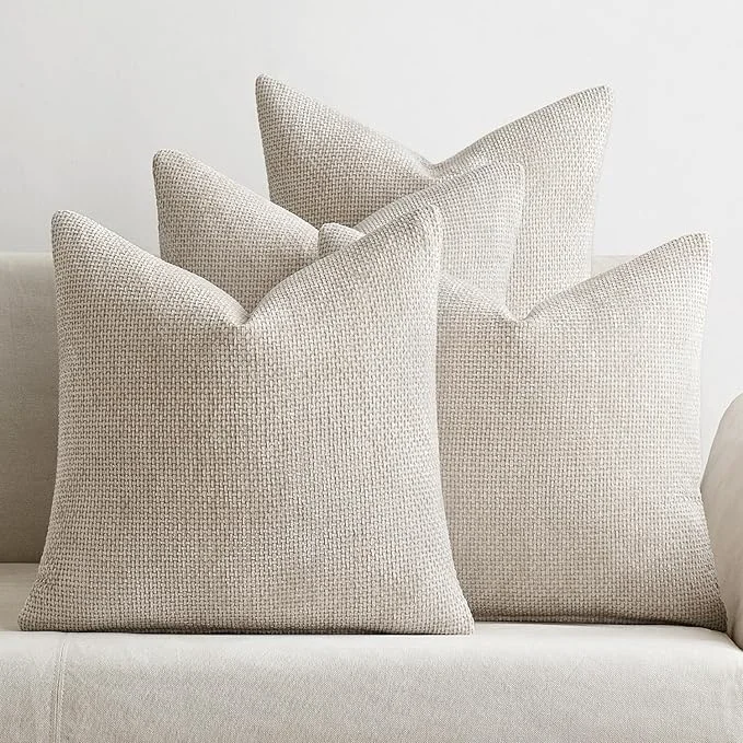 Recyclable MIULEE Pack of 4 Couch Throw Pillow Covers 18×18 Inch Cream Soft Decorative Fast