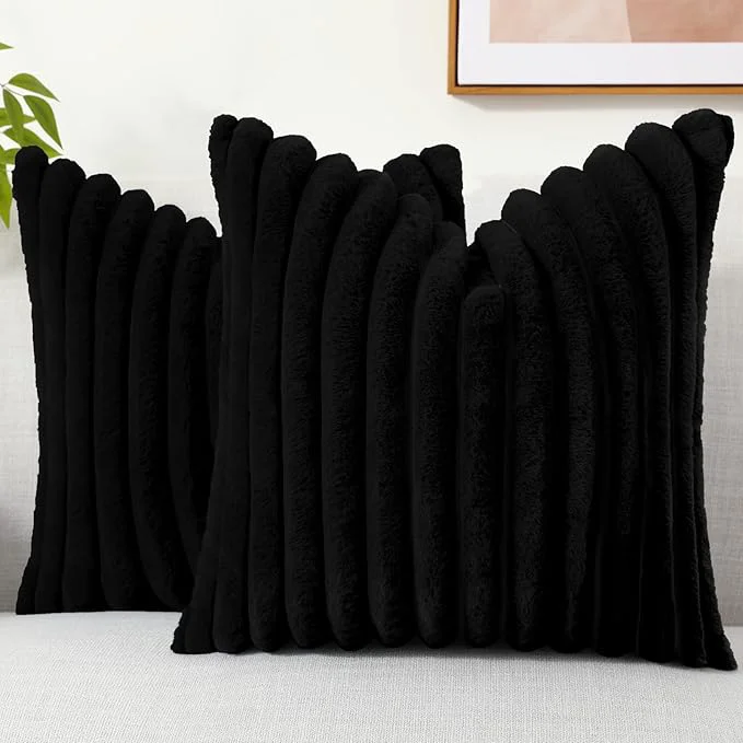 Premium Material decorUhome Cozy Faux Fur Throw Pillow Covers 16×16 Set of 2 Decorative Soft Long-Lasting