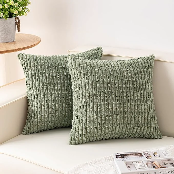 First-Class Aegero Pack of 2 Corduroy Decorative Throw Pillow Covers 20×20 InchSoft Boho Sustainable