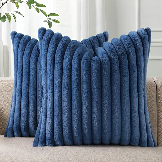Verified Pallene Faux Fur Plush Throw Pillow Covers 24×24 Set of 2 Luxury Soft Fluffy Functional