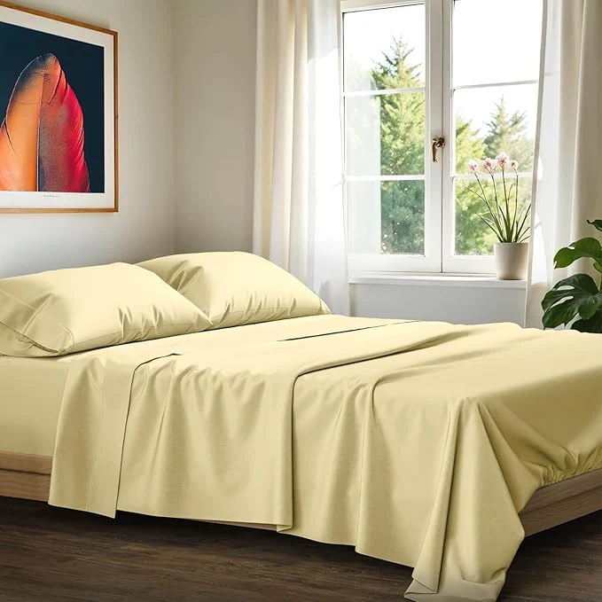 Soft Egyptian Cotton Queen Size Sheets Set High-Performance