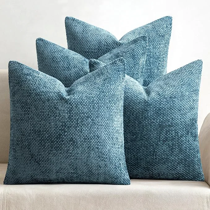 Secure MIULEE Pack of 4 Couch Throw Pillow Covers 20×20 Inch Smoke Blue Soft Efficient