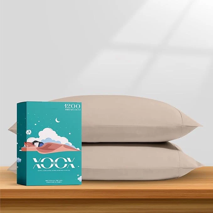 Dependable XOOX Linen Egyptian Cotton King Pillow Cases Set of 2 Solid
