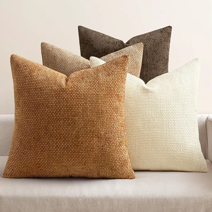 Modern MIULEE Pack of 4 Brown Couch Throw Pillow Covers 20×20 Inch Soft Decorative Practical
