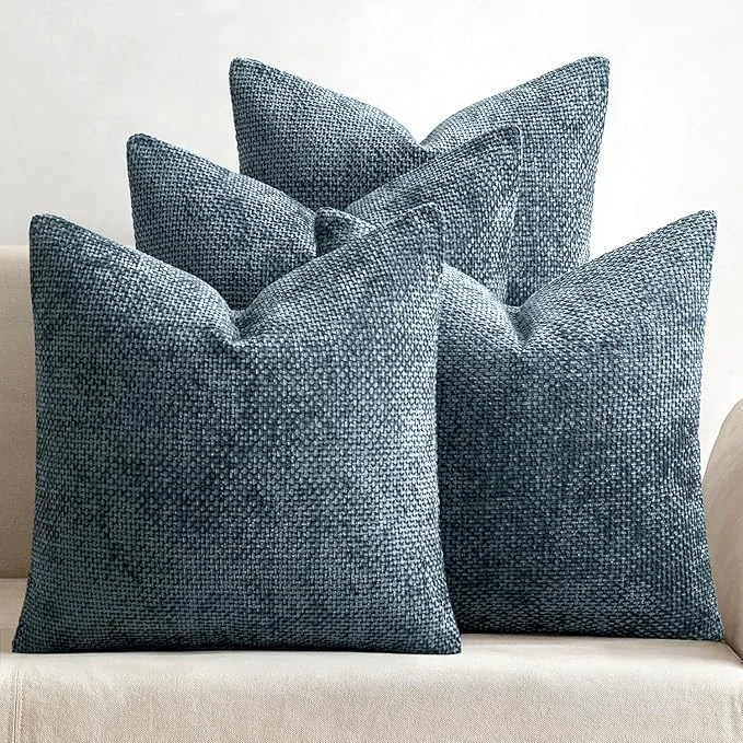 Casual MIULEE Pack of 4 Couch Throw Pillow Covers 18×18 Inch Navy Blue Soft Decorative Refined