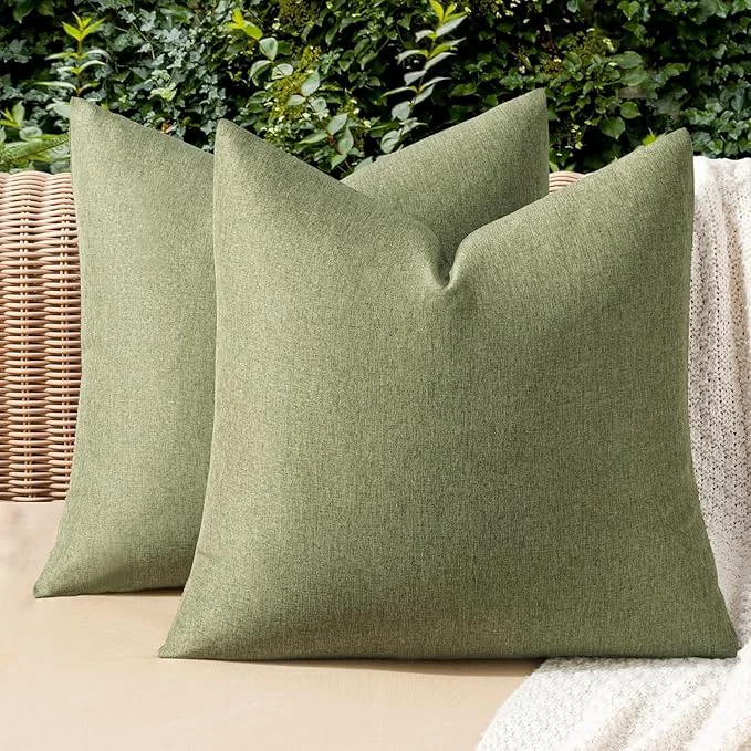 Modern MIULEE Pack of 2 Decorative Outdoor Solid Waterproof Throw Pillow Covers Faux Trusted