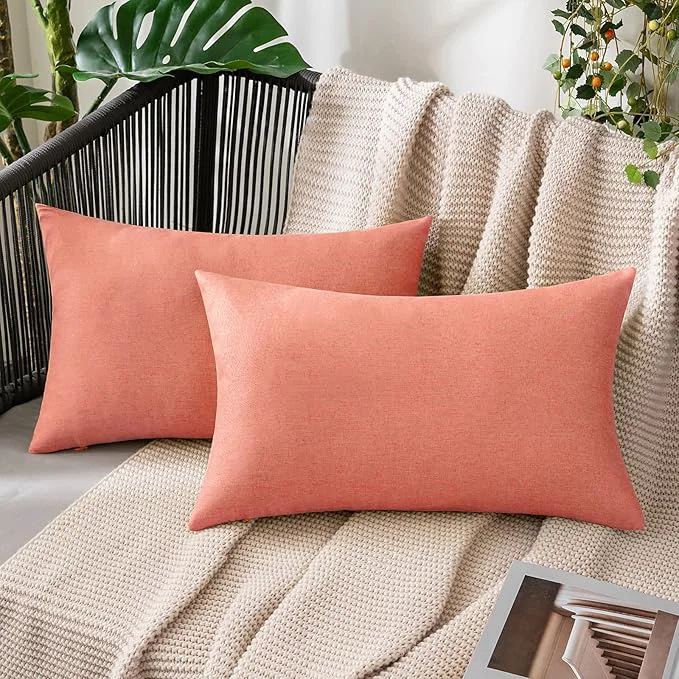 Secure MIULEE Pack of 2 Decorative Outdoor Solid Waterproof Throw Pillow Covers Spring Convenient