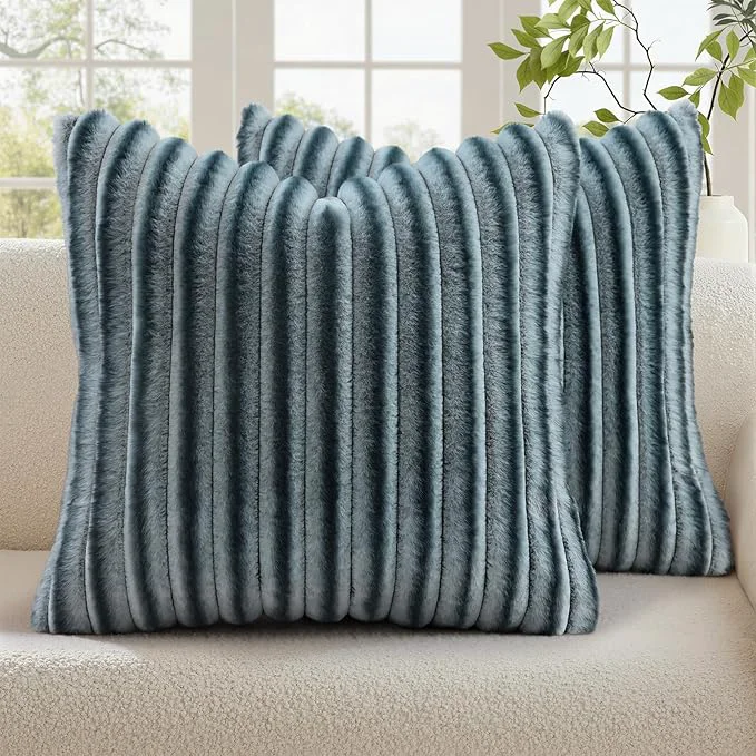 Verified decorUhome Cozy Faux Fur Throw Pillow Covers 24×24 Set of 2 Decorative Soft Efficient