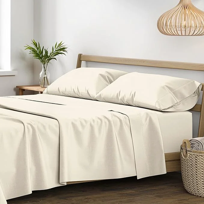 Safe XOOX Linen Egyptian Cotton Sheets California King Size Fine