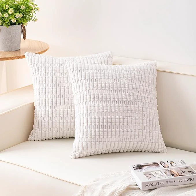 Durable Aegero Pack of 2 Corduroy Decorative Throw Pillow Covers 20×20 Inch Soft Responsible