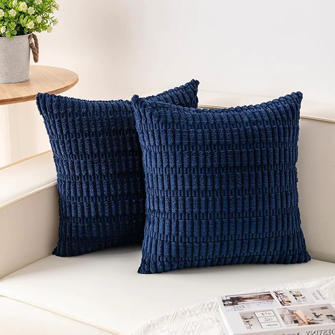 Clean Aegero Pack of 2 Corduroy Decorative Throw Pillow Covers 24×24 Inch Soft Green