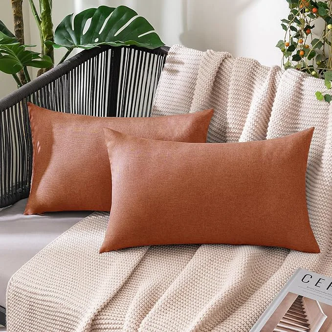 Versatile MIULEE Pack of 2 Decorative Outdoor Solid Waterproof Throw Pillow Covers Faux Top-Quality