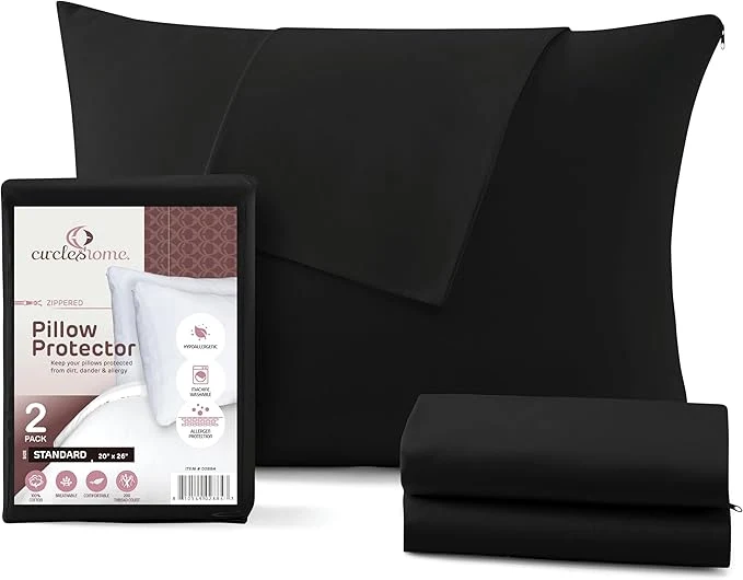 Elegant CirclesHome Pillow Protectors 2 Pack Standard Zippered Durable