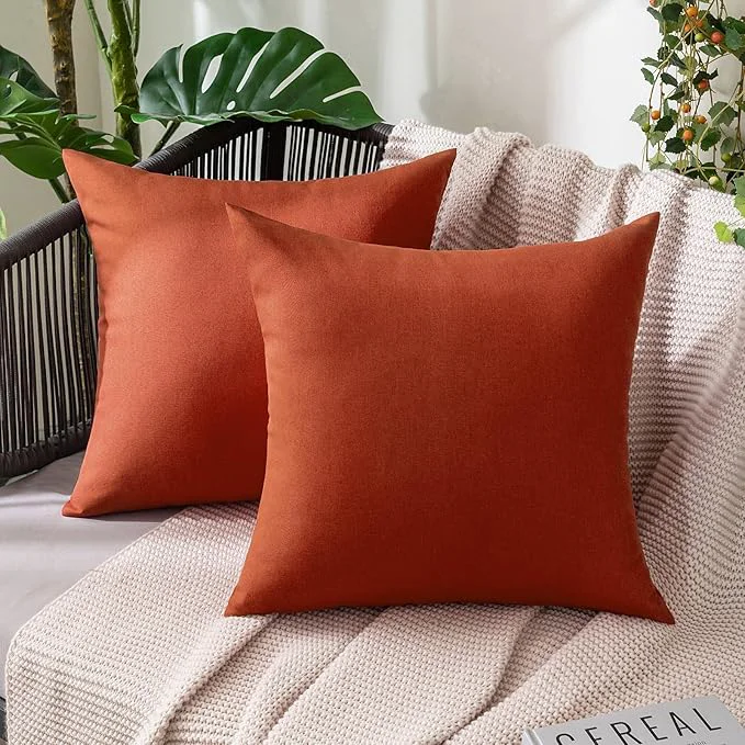 Professional MIULEE Pack of 2 Decorative Outdoor Solid Waterproof Throw Pillow Covers Euro Certified