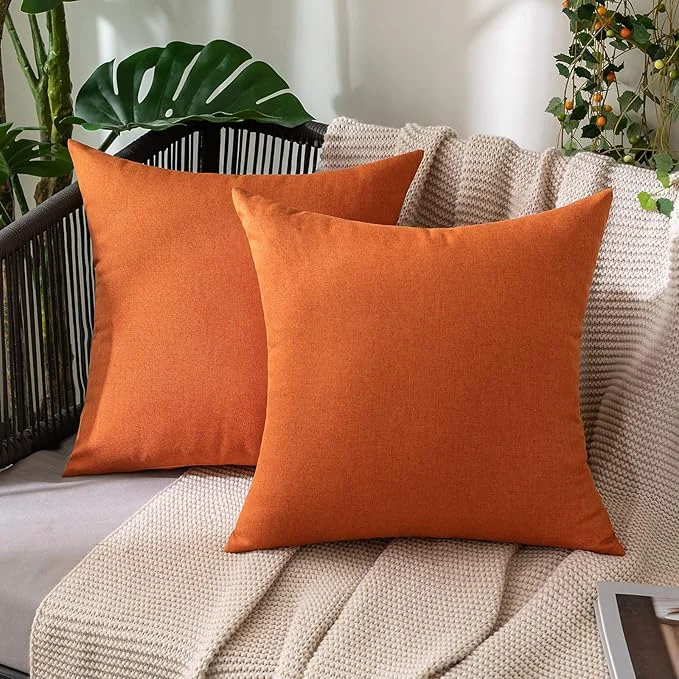 Carefully Designed MIULEE Pack of 2 Decorative Outdoor Solid Waterproof Throw Pillow Covers Faux Smart