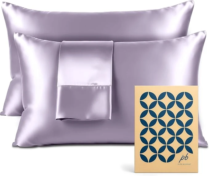Enhanced Pure Bedding Satin Pillowcase 2 Pack Solid