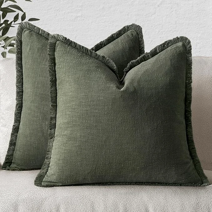 Safe MIULEE Decorative Throw Pillow Covers Neutral Fringe Throw Pillows Set of 2 Proven