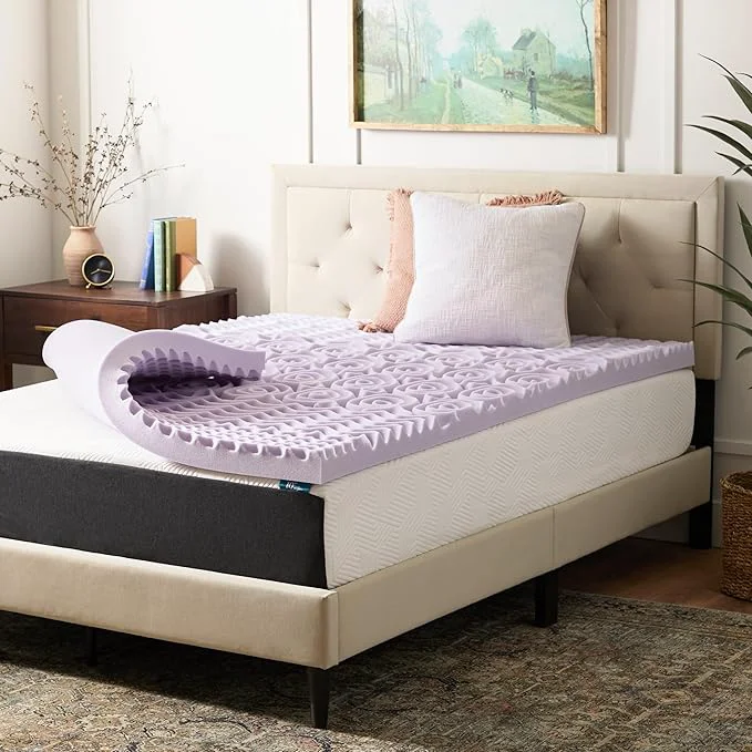 Premium LUCID Lavender Infused 3 Inch Memory Foam Mattress Topper Clean