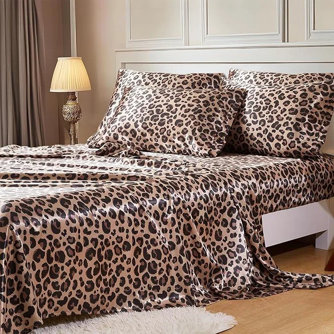 Solid MR HM Satin Bed Sheets with Elastic Corner Straps King Size Sheets Set Exclusive