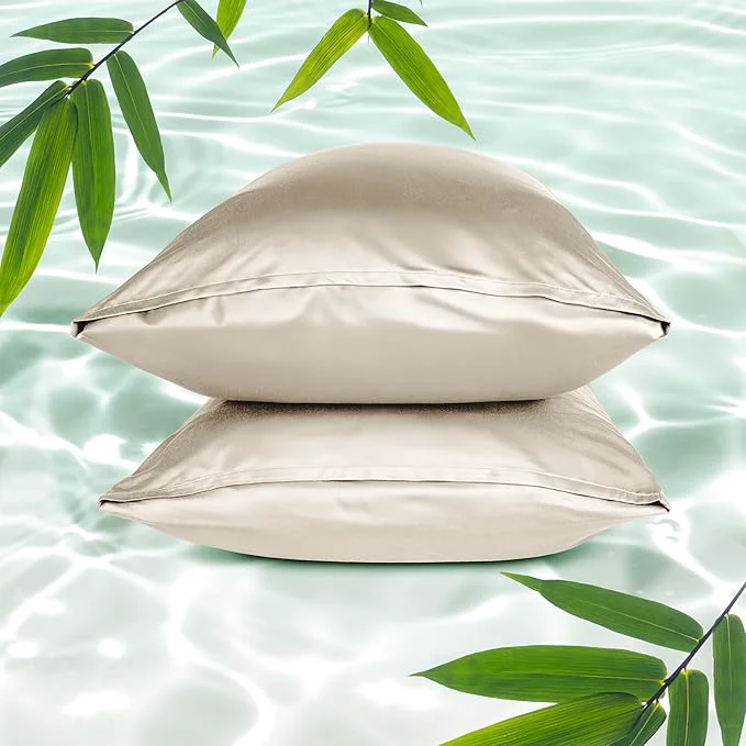 Modern Bare Home Rayon Made from Bamboo Luxury Standard Size Set of 2 Cooling Eco-Friendly