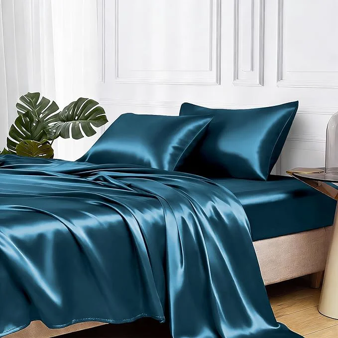 Prestigious MR HM Satin Bed Sheets Full Size Sheets Set Quality
