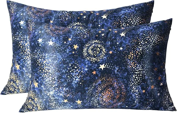 Superior MANSPHIL King Mulberry Silk Pillowcase 2 Pack Blue Starry Sky 6A Grade 22 Official