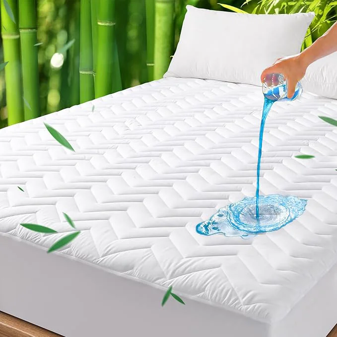 Casual Unilibra Full Size Waterproof Mattress Pad Rayon Made from Bamboo Quilted Powerful