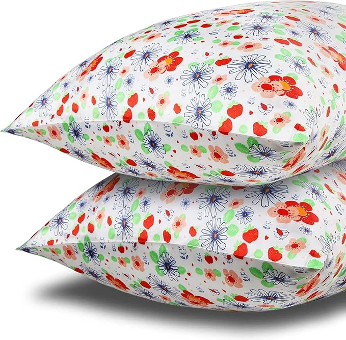 Smart MANSPHIL Red White Cute Flowers Silk Pillowcase Standard Size 22 Momme Premium
