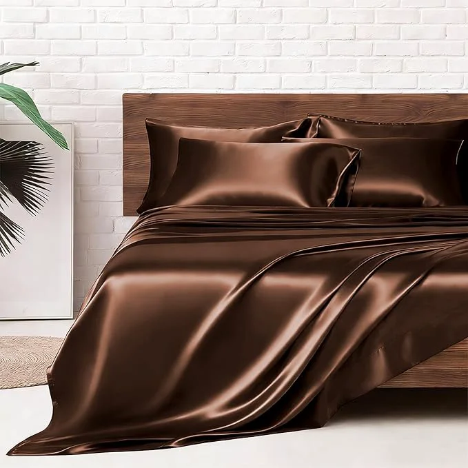 Superior MR HM Satin Bed Sheets Queen Size Sheets Set Pure