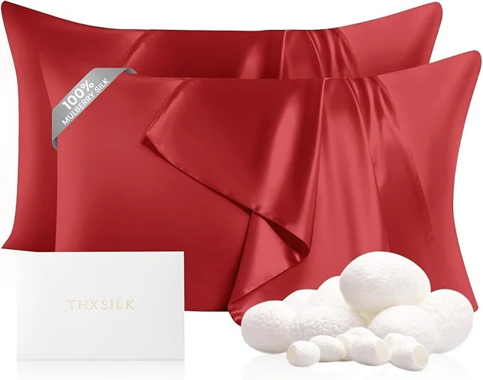 THXSILK Set of 2 Pure Mulberry Silk Pillowcases Contemporary