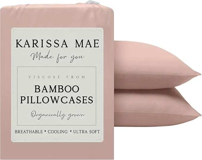Natural Karissa Mae Cooling Bamboo Viscose Queen Size Pillowcase Set FSC Consistent