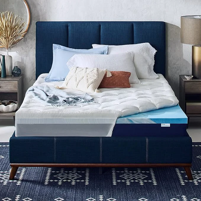 Next-Generation Sleep Innovations Cooling Comfort Gel Memory Foam Dual Layer Mattress Topper Elegant