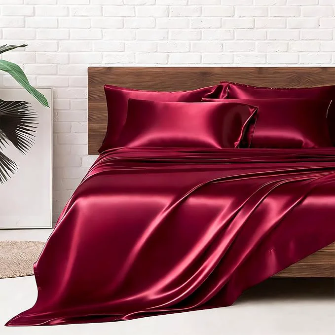 Long-Lasting MR HM Satin Bed Sheets King Size Sheets Set Reliable