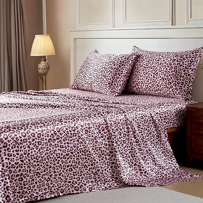 Minimalist MR HM Satin Bed Sheets with Elastic Corner Straps Full Size Sheets Set Fashionable