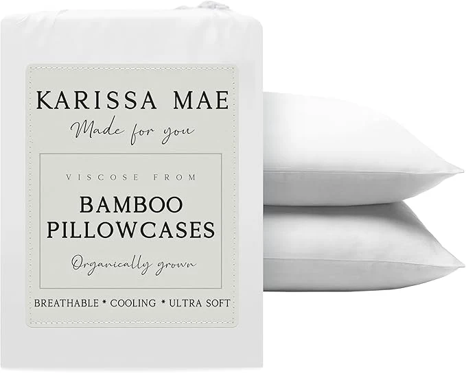 Luxury Karissa Mae Cooling Bamboo Viscose Standard Size Pillowcase Set Quality