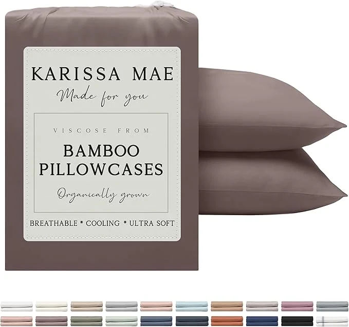 Convenient Karissa Mae Cooling Bamboo Viscose Queen Size Pillowcase Set FSC Professional