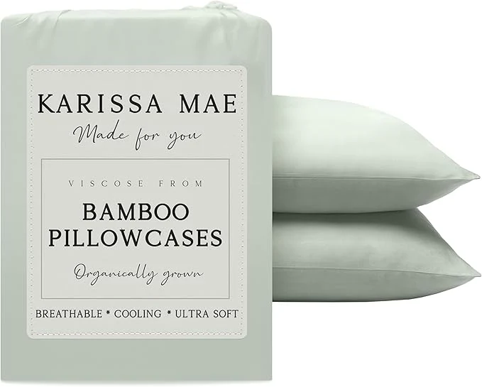 Modern Karissa Mae Cooling Bamboo Viscose Standard Size Pillowcase Set Easy-to-Use