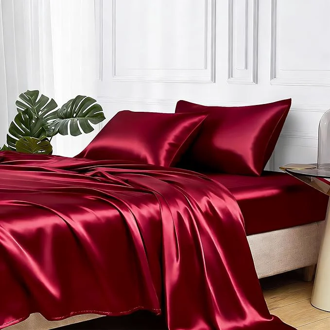 Certified MR HM Satin Bed Sheets King Size Sheets Set High-Quality