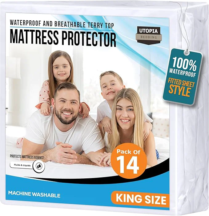 Carefully Designed King Size Mattress Protector Waterproof 14 Pack Premium 200 GSM Terry Mattress Consistent