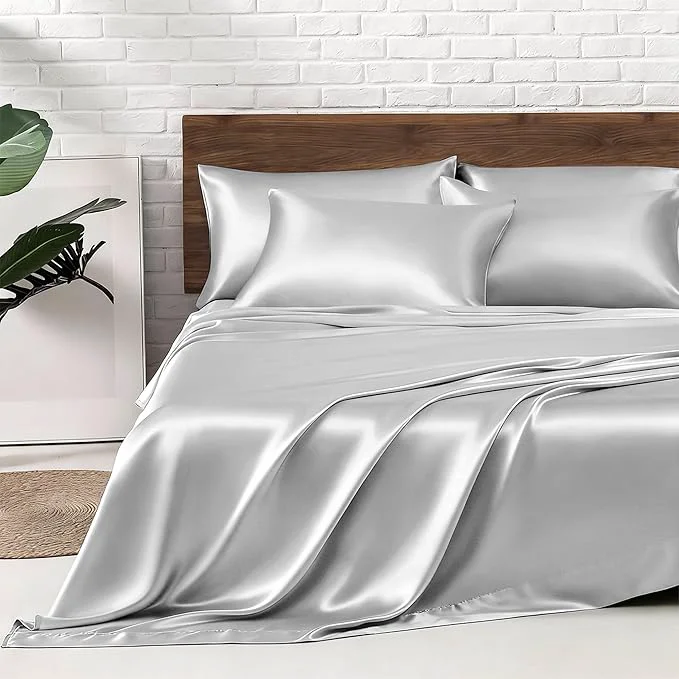Long-Lasting MR HM Satin Bed Sheets King Size Sheets Set Superior