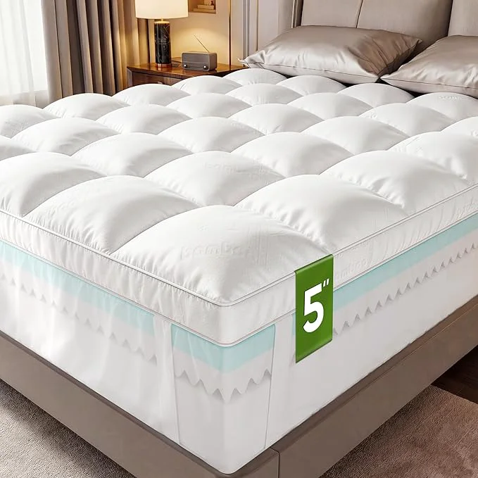 Premium Extra Thick Memory Foam Mattress Topper Queen-5 Dual Layer Reusable